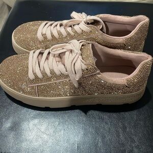 Women’s size 9, rose gold embellishment sneakers